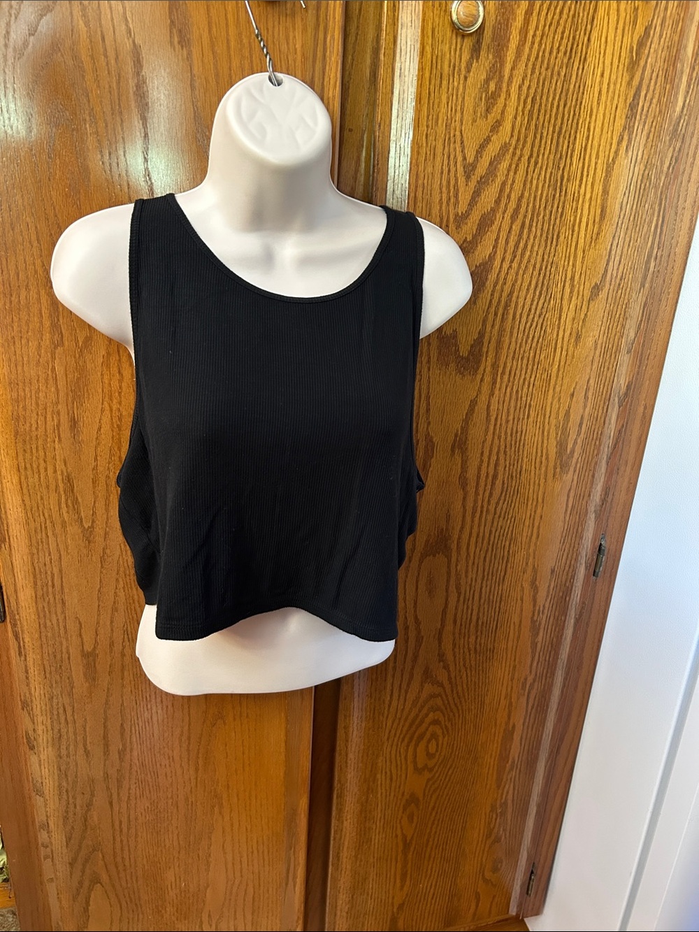 American Eagle Outfitters Black Ribbed Crop Tank